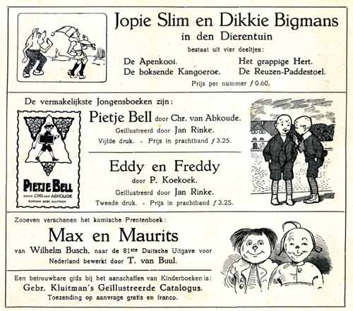Een advertentie voor kinderboeken in de twintiger jaren