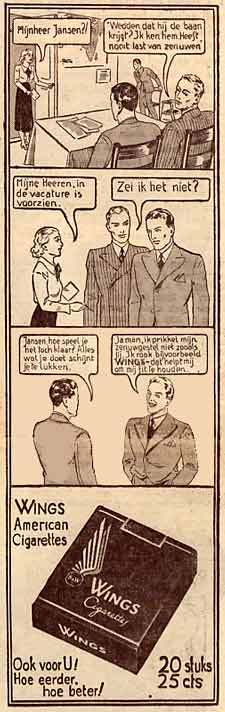 Wings sigaretten reclamestrip