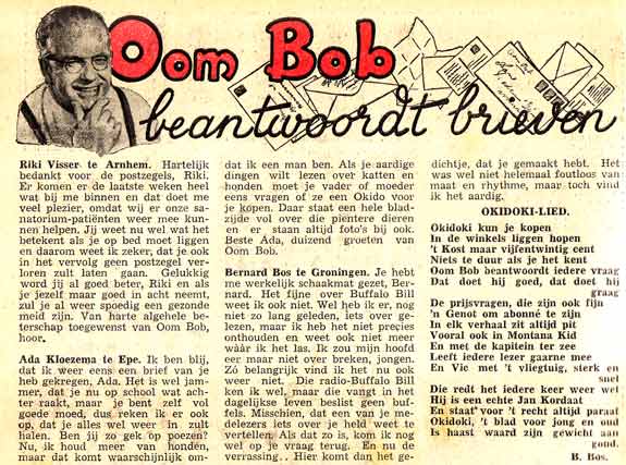 Brievenpagina van Oom Bob