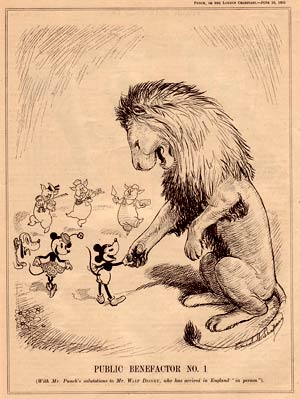 Public Benefactor number 1, a cartoon in Punch magazine (1935) about Walt Disney's arrival in England, by Ernest H. Shepard