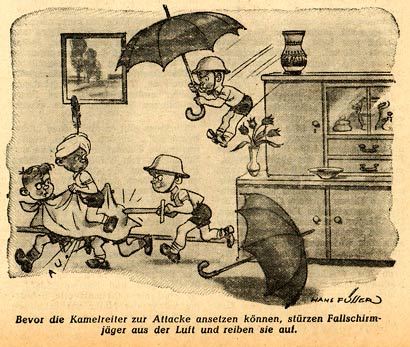 Wustenkrieg in Wohnzimmer, by Hans Fusser (Die Post, Sonderheft 6, 1942)