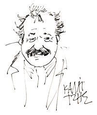 Lambiek's Kees Kousemaker drawn by Kalaitzis in Barcelona, 1985