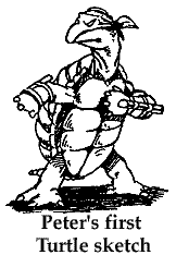 First Turtle sketch, by Peter Laird