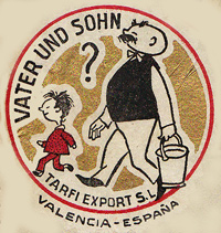 Vater und Sohn fruit wrap papers, by E. O. Plauen